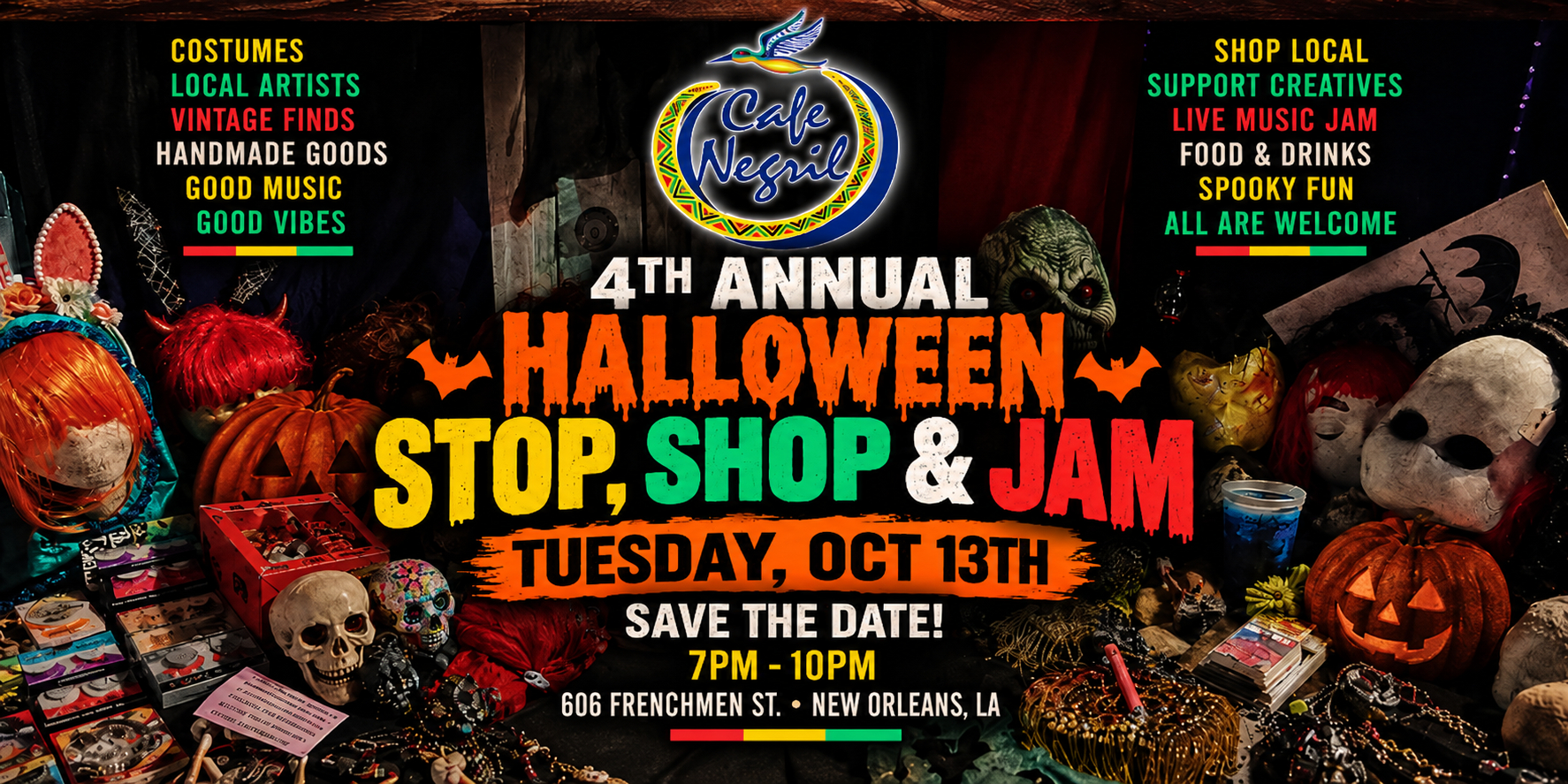 🎃 Cafe Negril’s 4th Annual Halloween Stop, Shop & Jam! 🎶