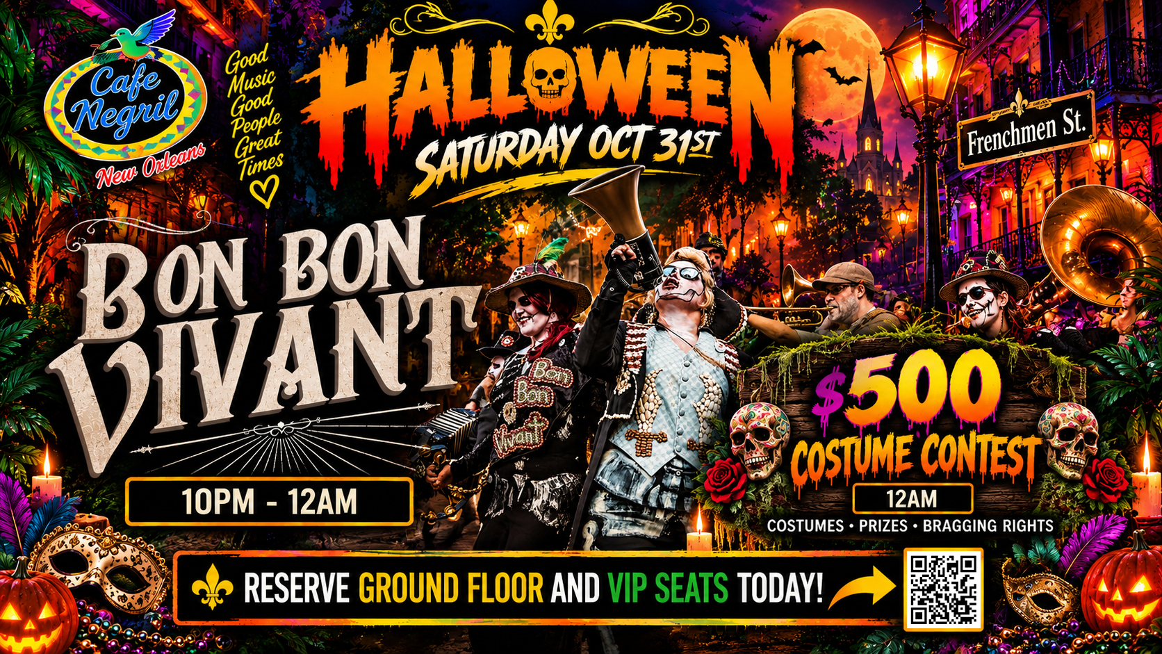 Halloween Night at Cafe Negril — Bon Bon Vivant + $500 Costume Contest