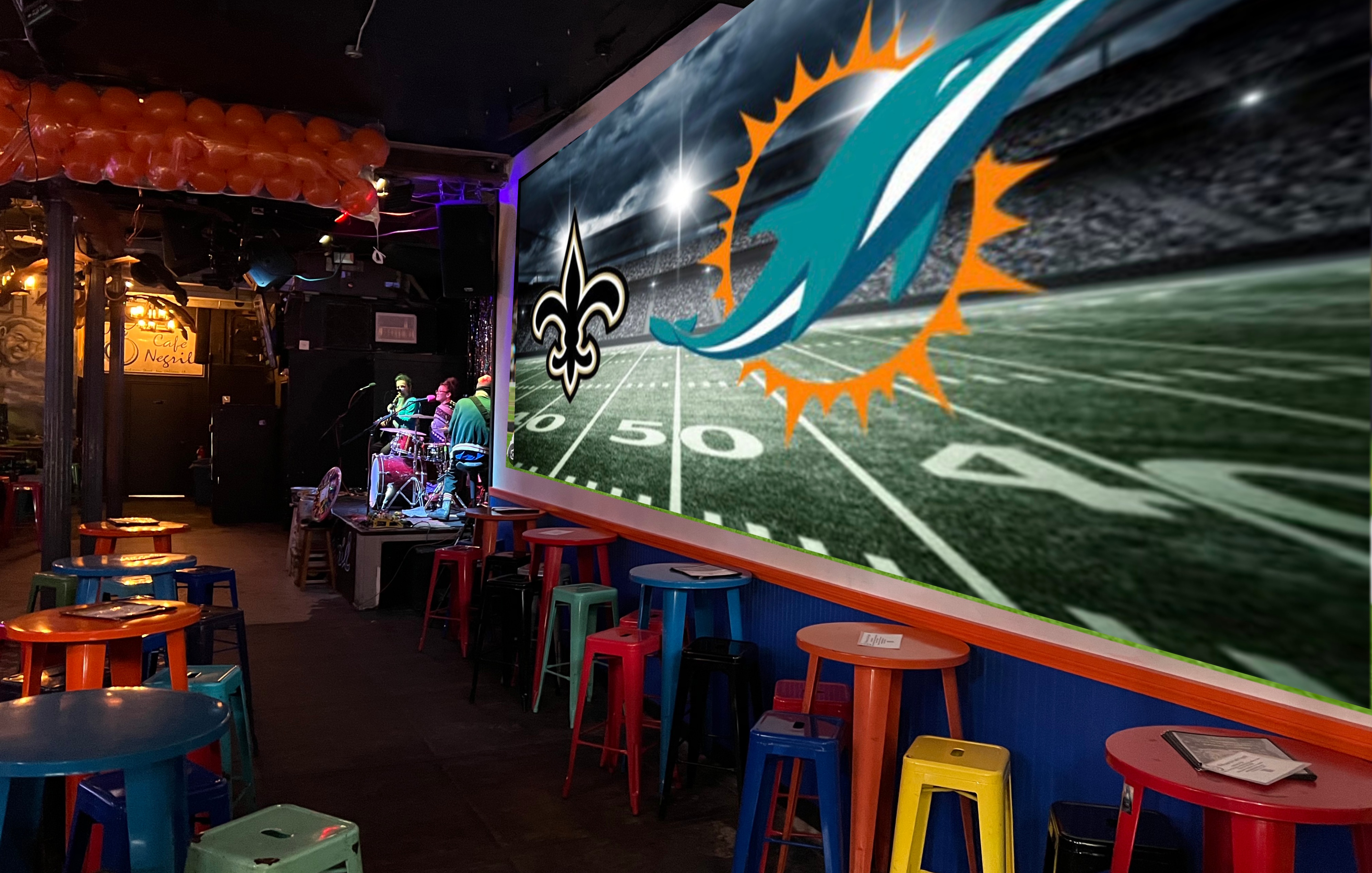Miami Dolphins vs Saints (Away) Football Watch Party with Live Music & Pop-ups