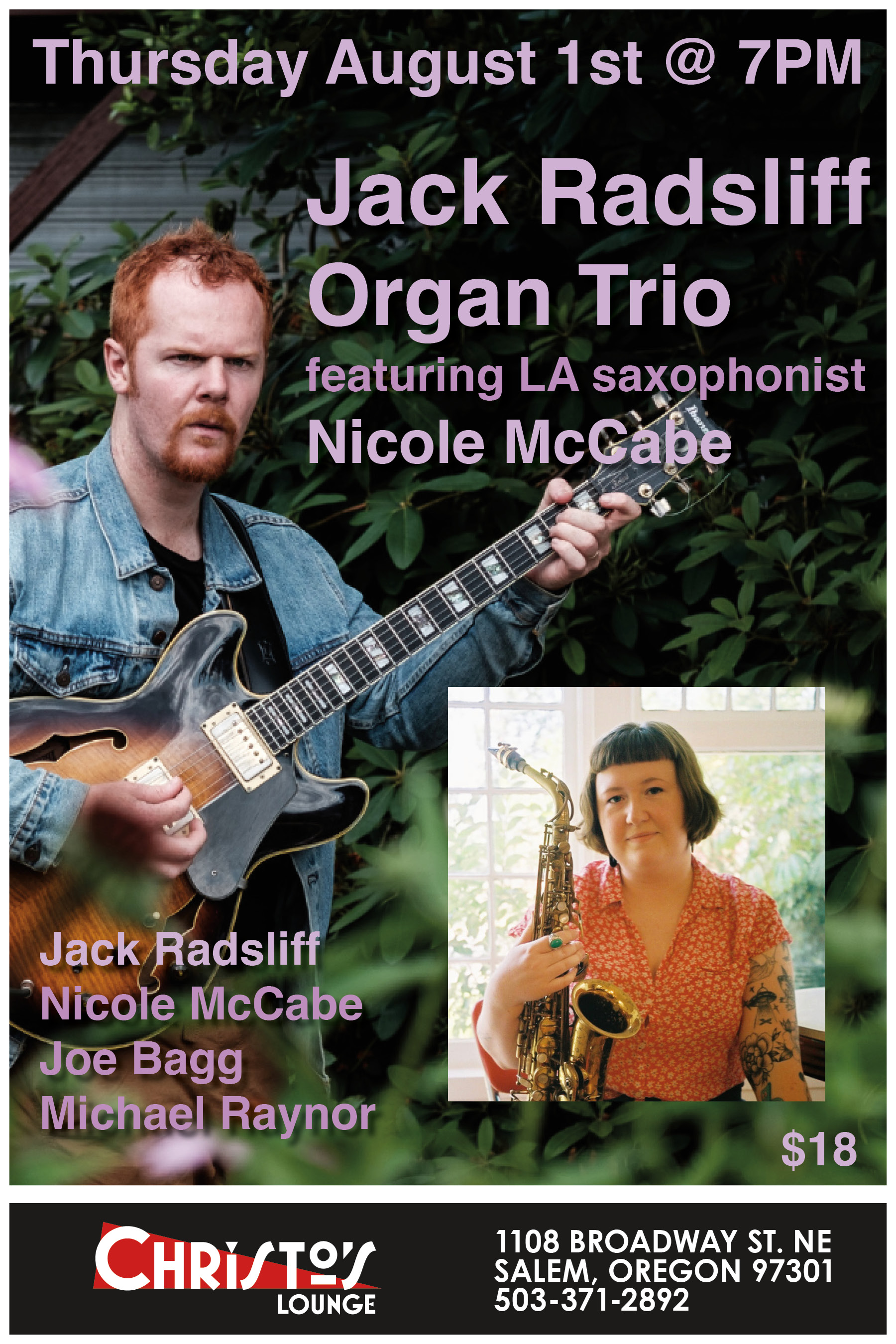 The Jack Radsliff Organ Trio ft. LA Saxophonist Nicole McCabe