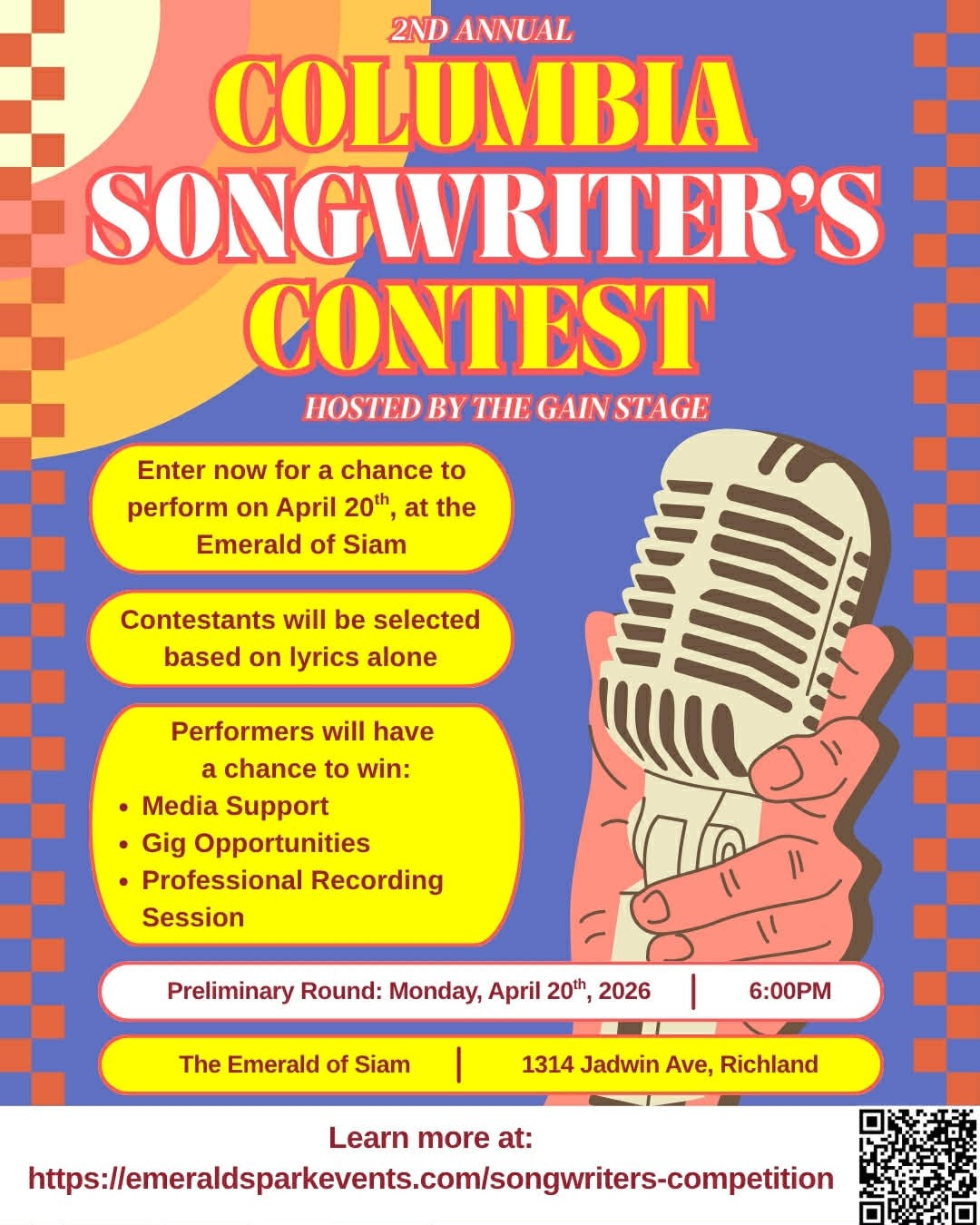 2nd Annual Columbia Songwriter's Contest Preliminary Round and Open Mic