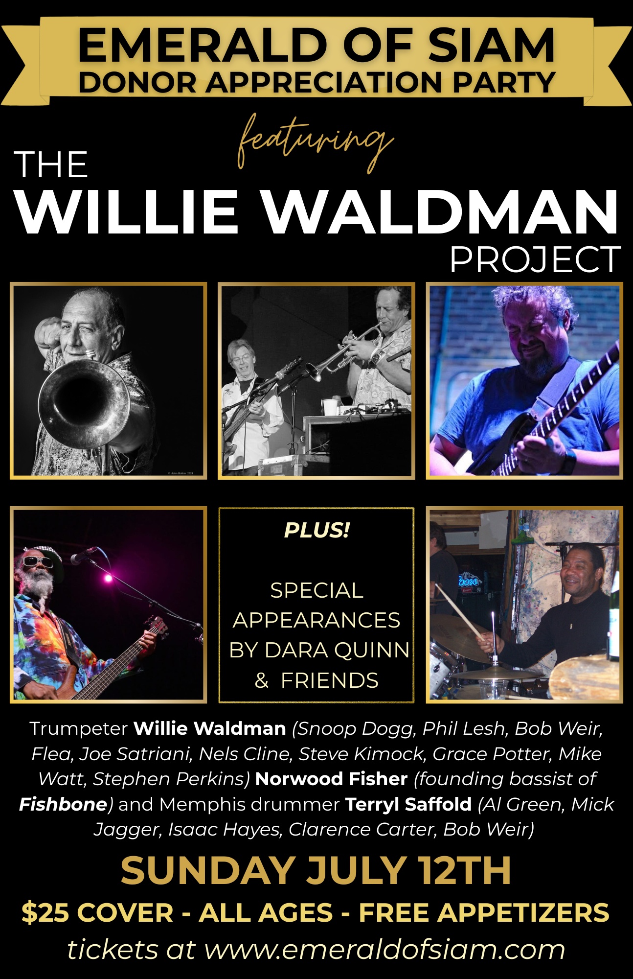 Emerald of Siam Donor Party featuring the Willie Waldman Project