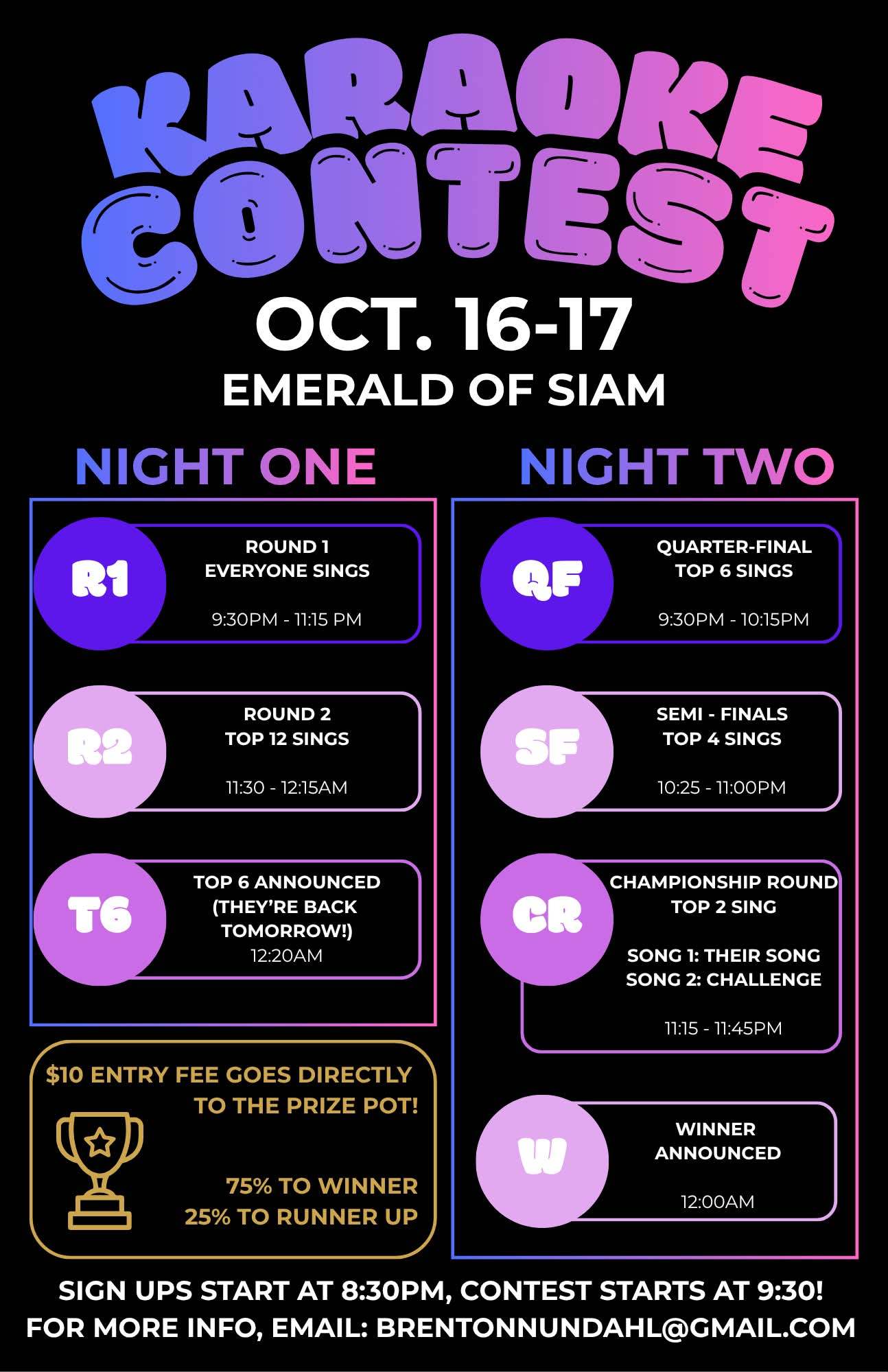 Cash Win Karaoke Weekend!