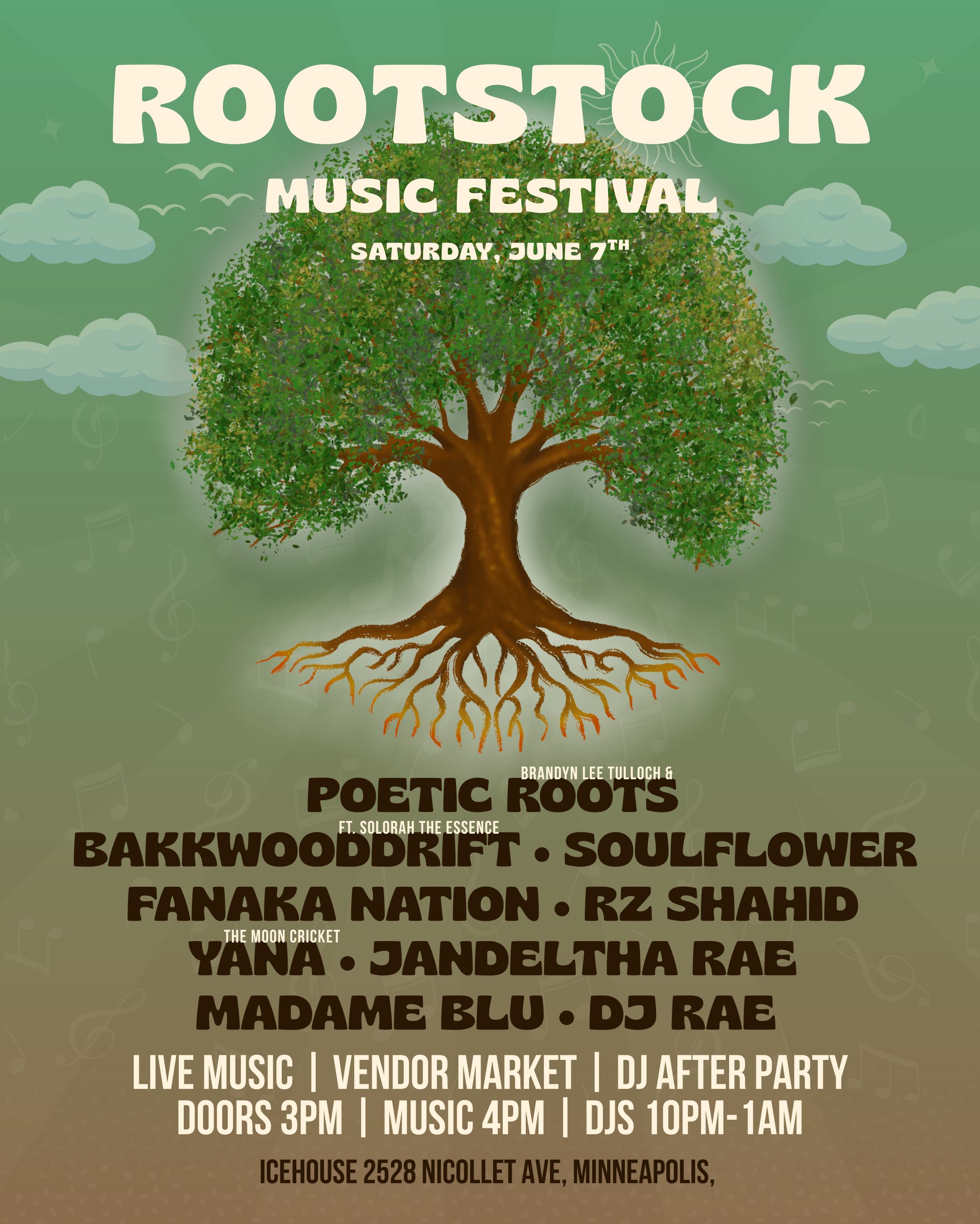 Rootstock featuring Poetic Roots, BakkwoodDrift, SoulFlower and more!