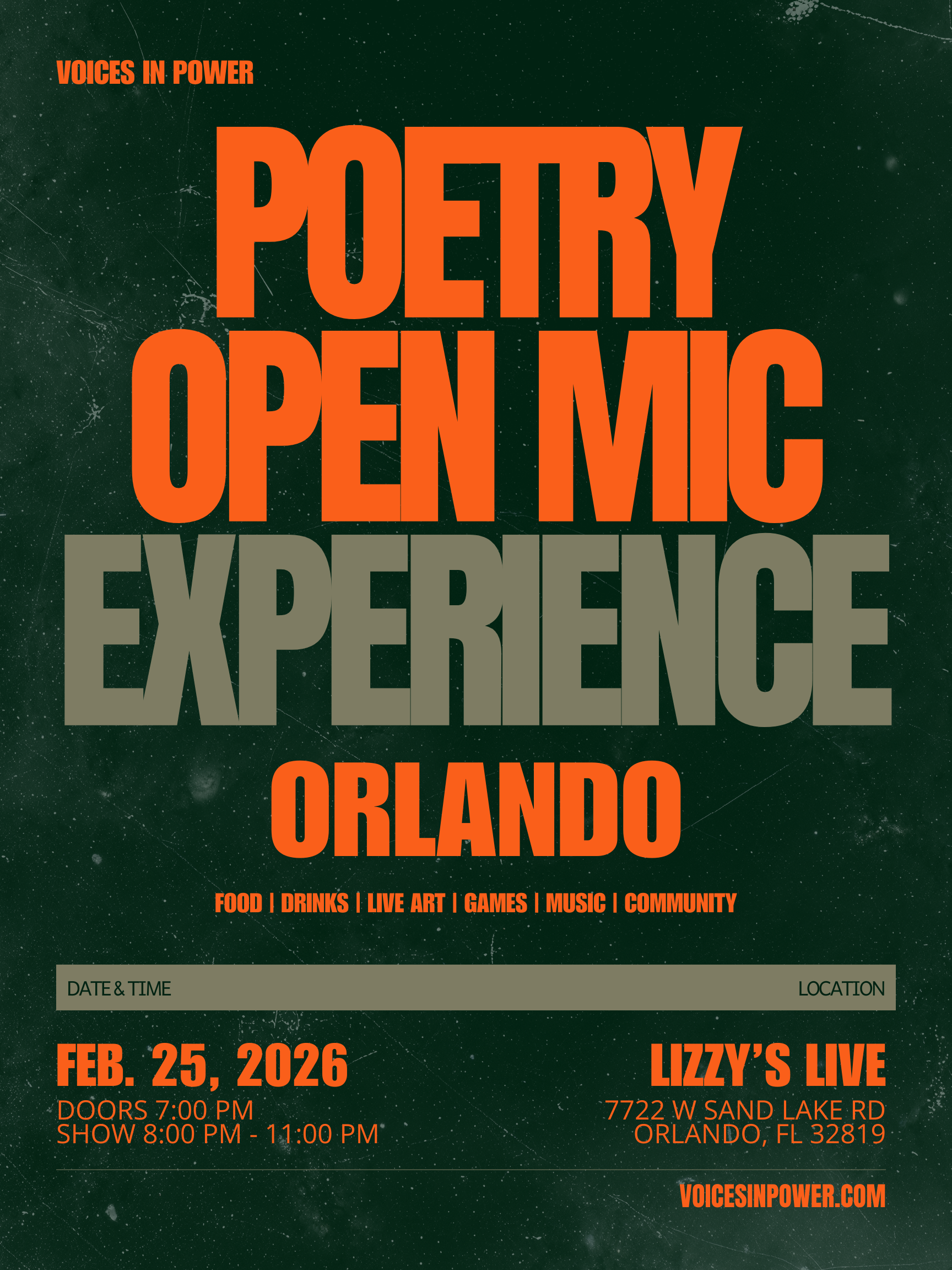 Voices In Power presents Poetry Open Mic Experience