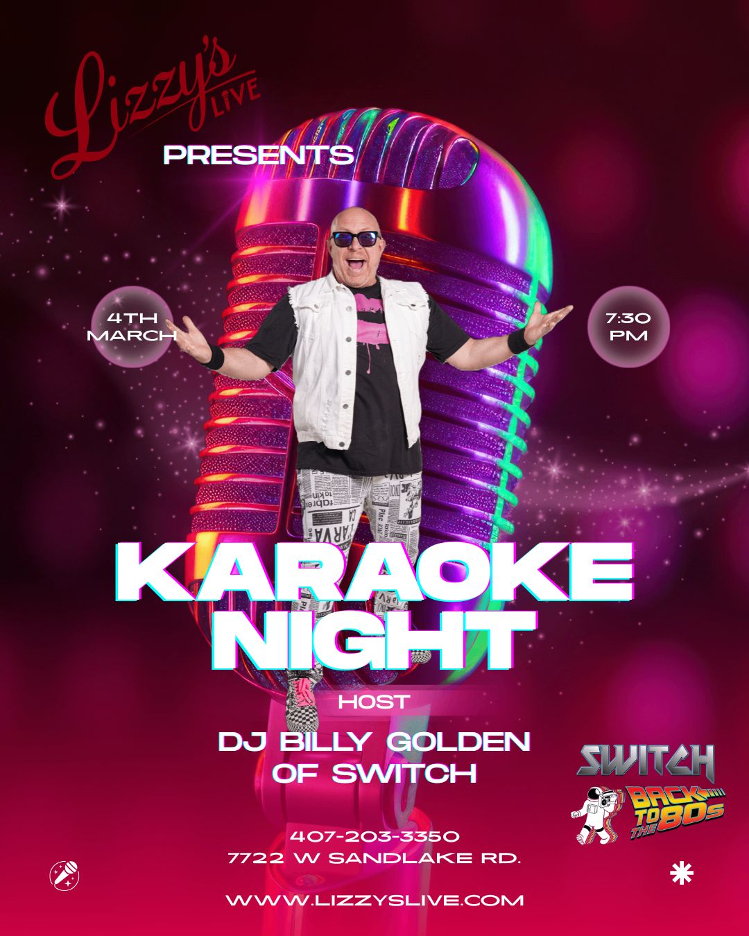 Karaoke Night hosted by DJ Billy Golden of SWITCH