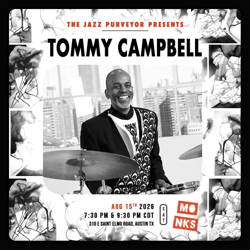 The Jazz Purveyor Presents: Tommy Campbell artwork from Monks Jazz Club