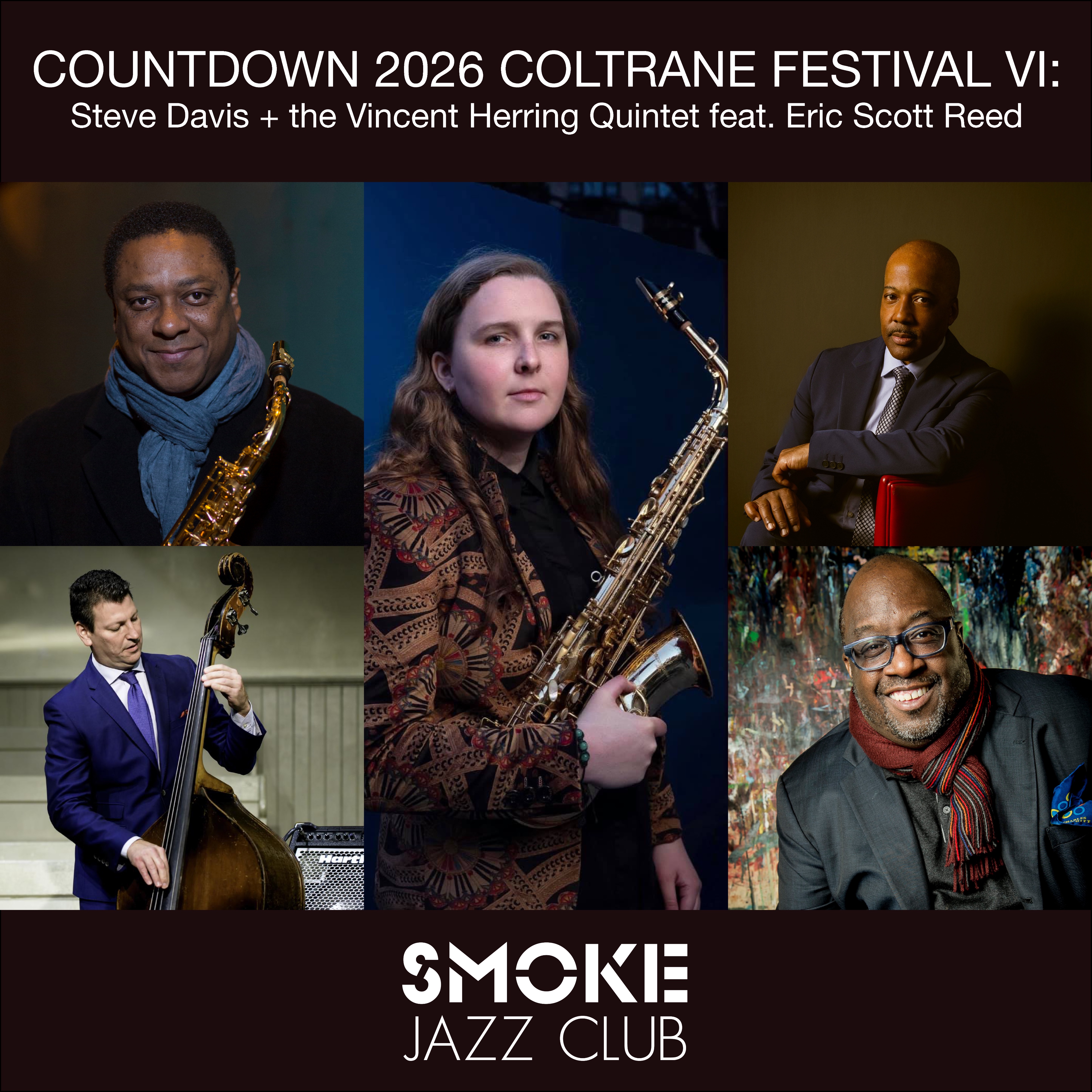 COUNTDOWN 2026 COLTRANE FESTIVAL VI: Sarah Hanahan plus Vincent Herring Quintet featuring Eric Scott Reed